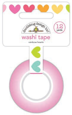 Rainbow Hearts Washi Tape - Cute & Crafty - Doodlebug