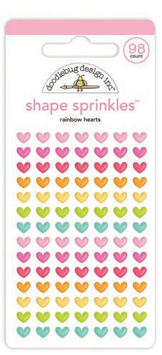Rainbow Hearts Shape Sprinkles - Cute & Crafty - Doodlebug