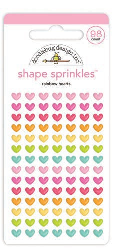 Rainbow Hearts Shape Sprinkles - Cute & Crafty - Doodlebug