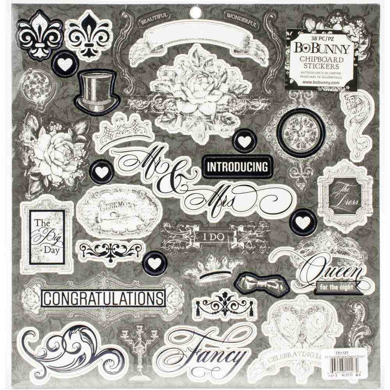 Tuxedos & Tiaras Chipboard Stickers - Bo Bunny - Clearance