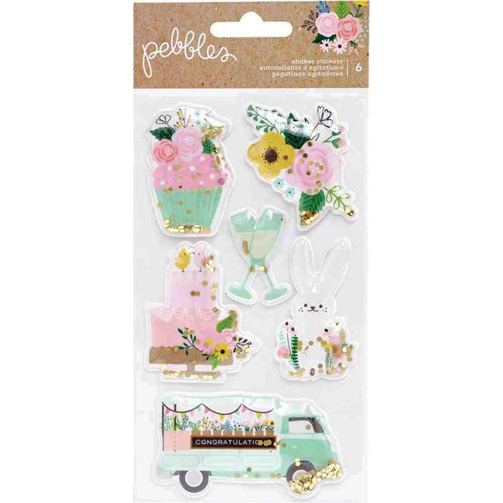 Lovely Moments Shaker Stickers-Pebbles