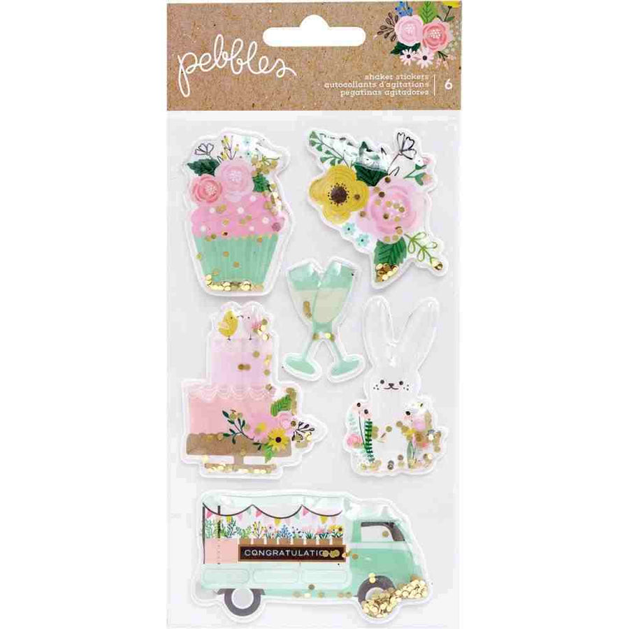 Lovely Moments Shaker Stickers-Pebbles