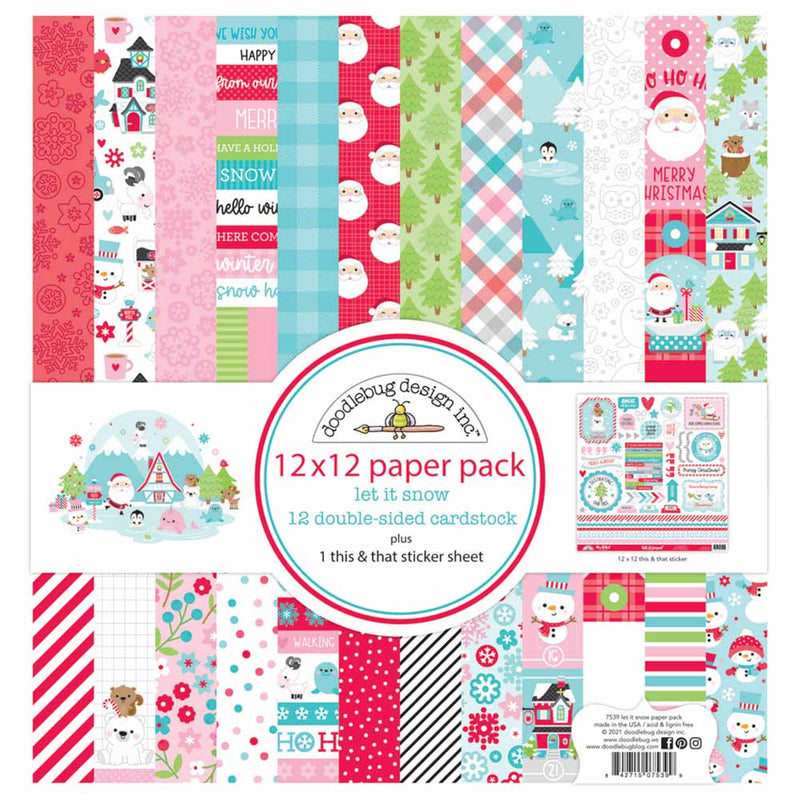 Let It Snow 12" x 12" Paper Pack - Doodlebug