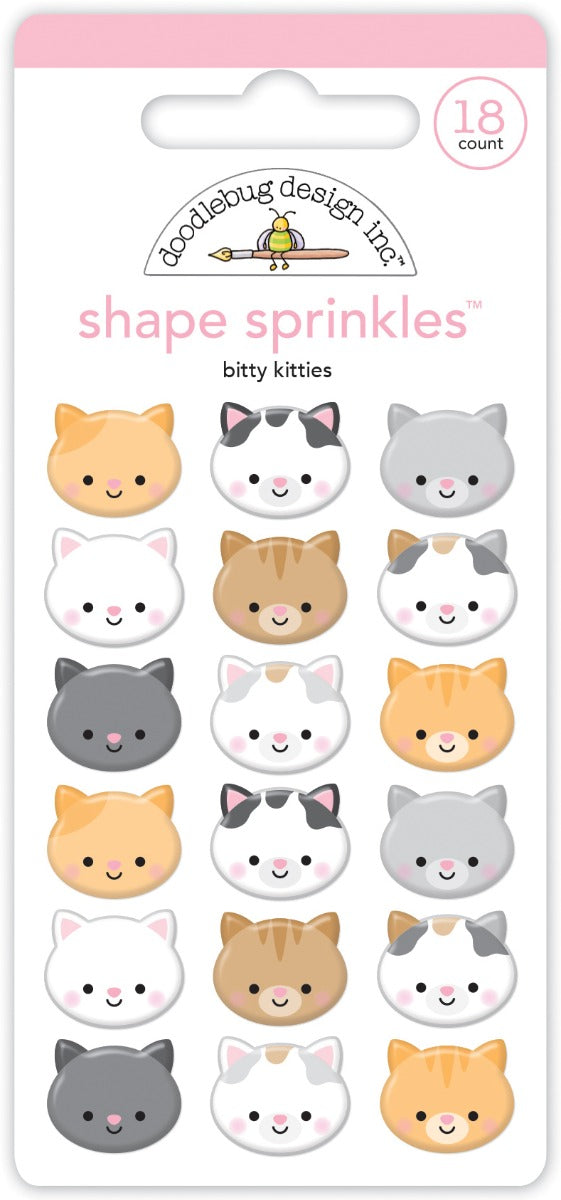 Bitty Kitties Shape Sprinkles -Pretty Kitty Collection-  Doodlebug Design