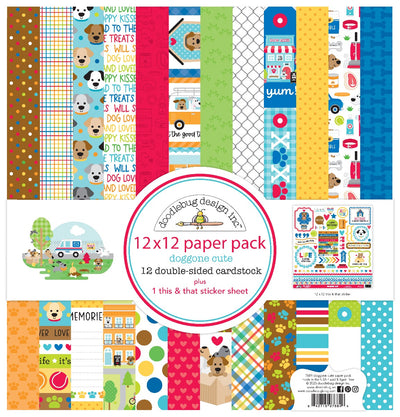 12" x 12" Paper Pack- Doggone Cute Collection- Doodlebug Design