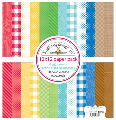 12" x 12" Paper Pack - Petite Prints- Doggone Cute Collection- Doodlebug Design 
