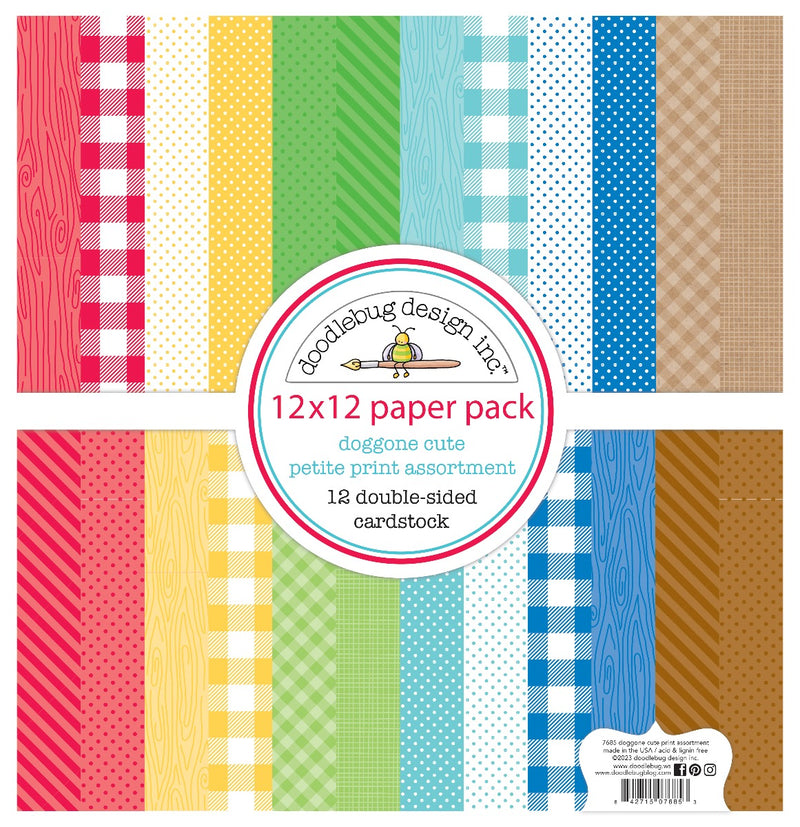 12" x 12" Paper Pack - Petite Prints- Doggone Cute Collection- Doodlebug Design 