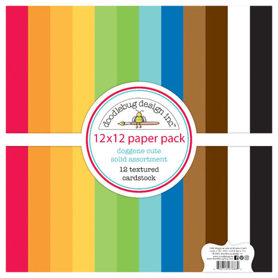 12" x 12" Textured Cardstock Assortment Pack-Doggone Cute Collection- Doodlebug Design