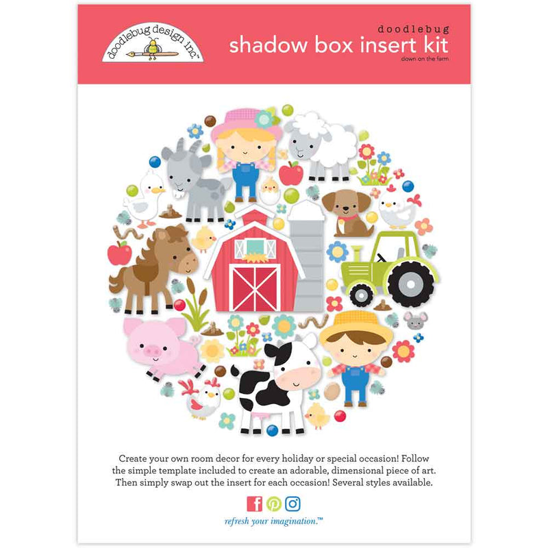 Down On The Farm Shadow Box Insert Kit - Doodlebug