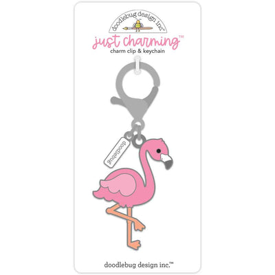 Flora Flamingo Just Charming Clip and Keychain - Seaside Summer - Doodlebug