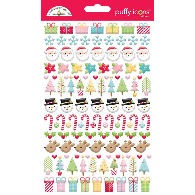 Candy Cane Lane Puffy Icons Stickers - Doodlebug