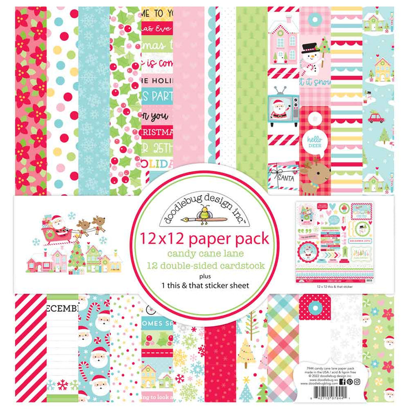Candy Cane Lane 12" x 12" Paper Pack - Doodlebug