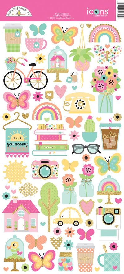Hello Again Icons Stickers  - Doodlebug