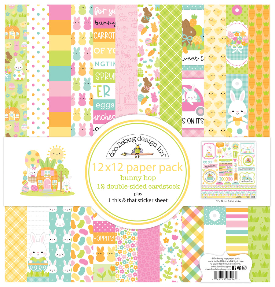 Bunny Hop 12" x 12" Paper Pack - Doodlebug