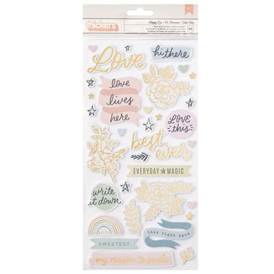 Phrase Thickers with Gold Foil Accents - Gingham Garden Collection - Crate Paper