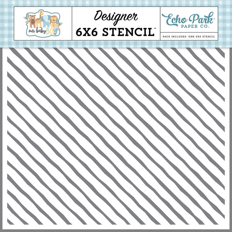 Painted Stripes Stencil, 6" x6" - Our Baby Boy - Echo Park