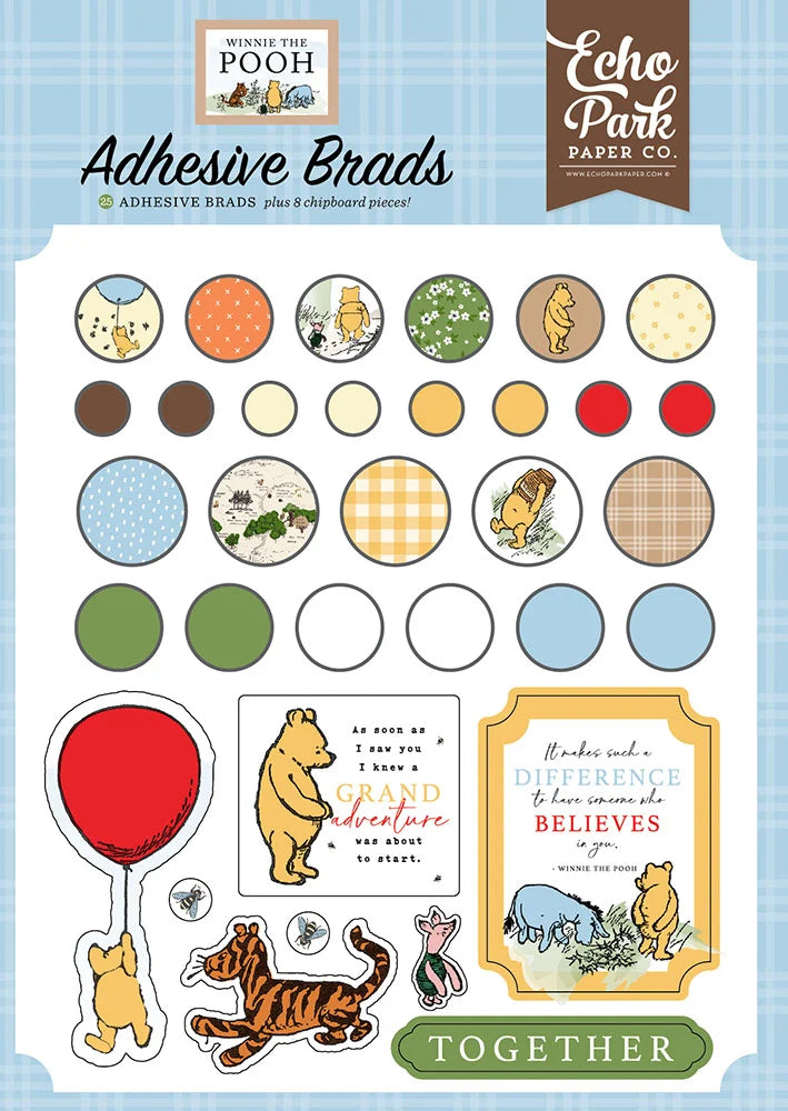 Winnie The Pooh Adhesive Brads - Echo Park