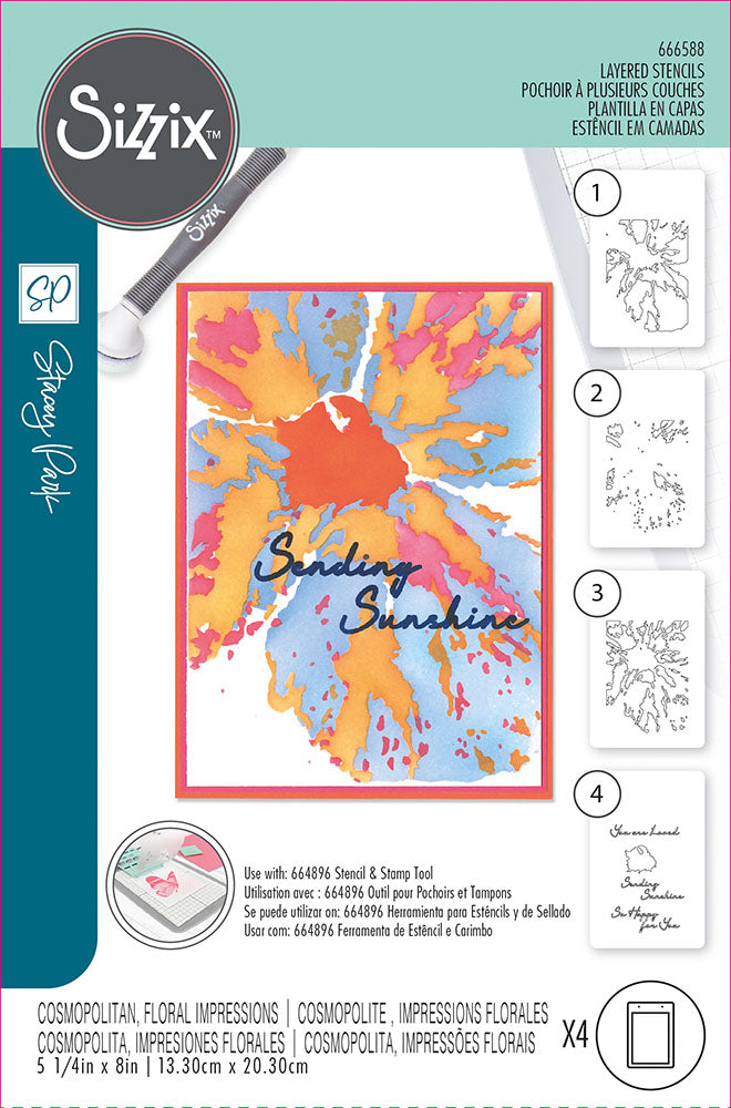 View 2 of Floral Impressions A6 Layered Stencils (Cosmopolitan series) by Stacey Park - Sizzix