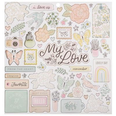 Chipboard Stickers, 12x12 - Gingham Garden Collection - Crate Paper