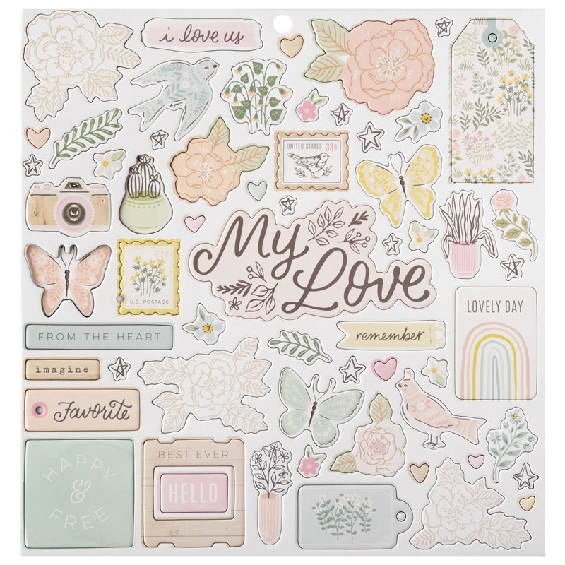 Chipboard Stickers, 12x12 - Gingham Garden Collection - Crate Paper