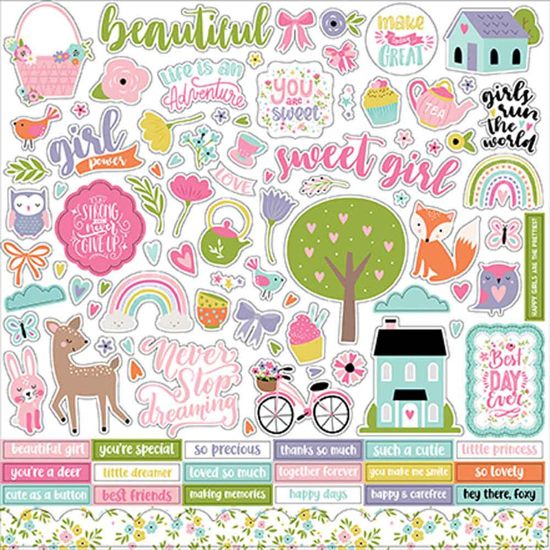 All About a Girl Element Stickers - Lori Whitlock - Echo Park - Clearance
