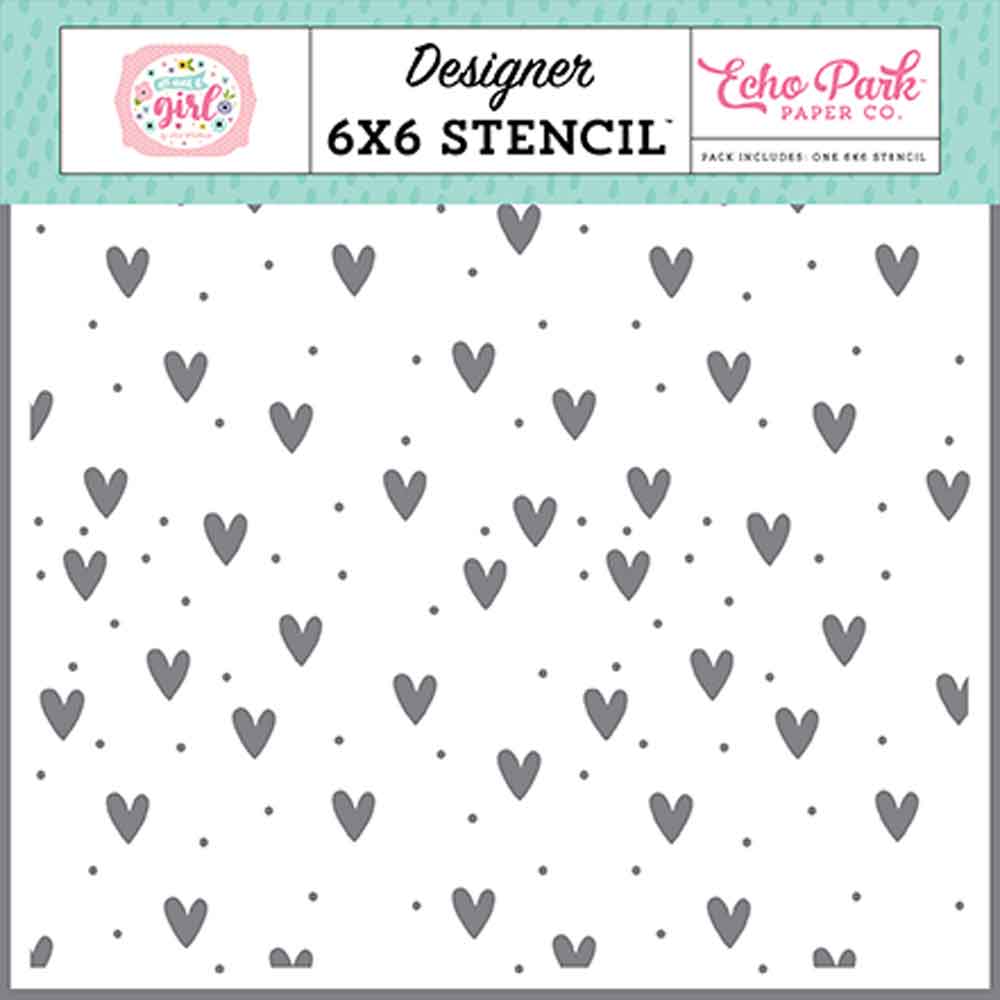 All Girl Hearts Stencil - All About a Girl - Lori Whitlock - Echo Park