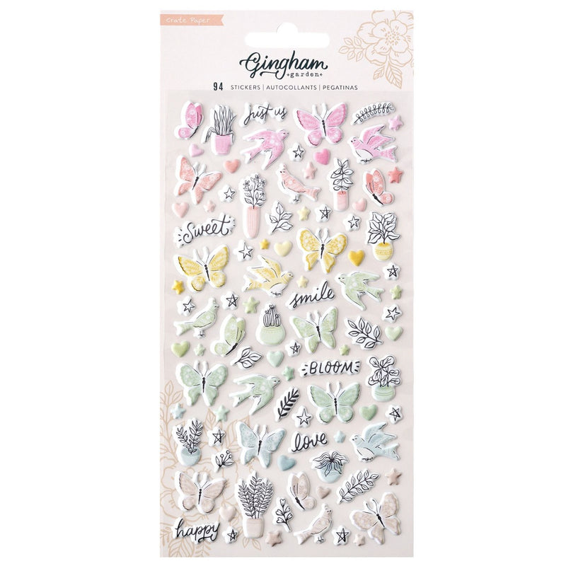 Puffy Stickers - Gingham Garden Collection - Crate Paper