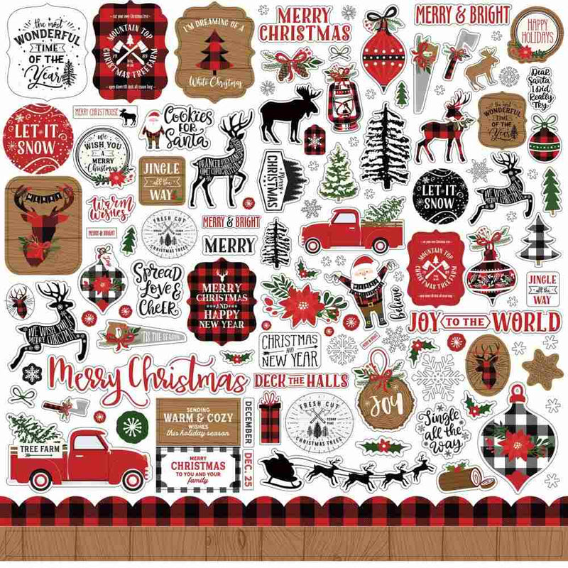 A Lumberjack Christmas Element Stickers - Echo Park