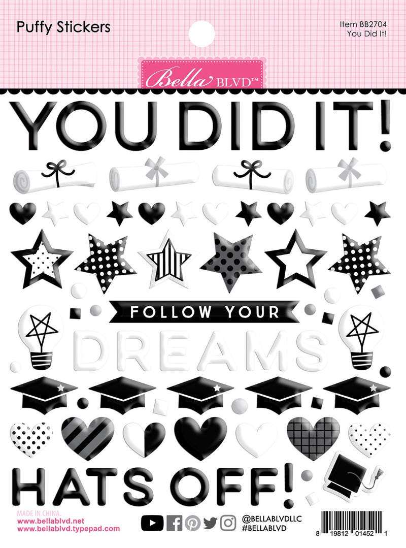 You Did It! -Puffy Stickers-Cap and Gown Collection-Bella Blvd