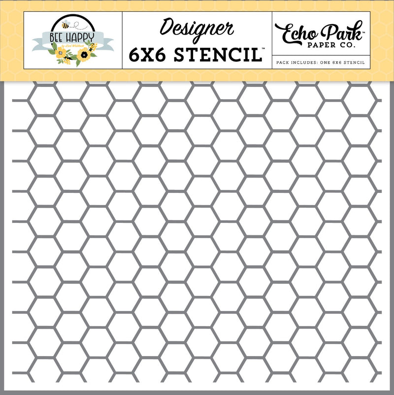 Beehive Hexagon Stencil, 6x6 - Bee Happy Collection - Echo Park