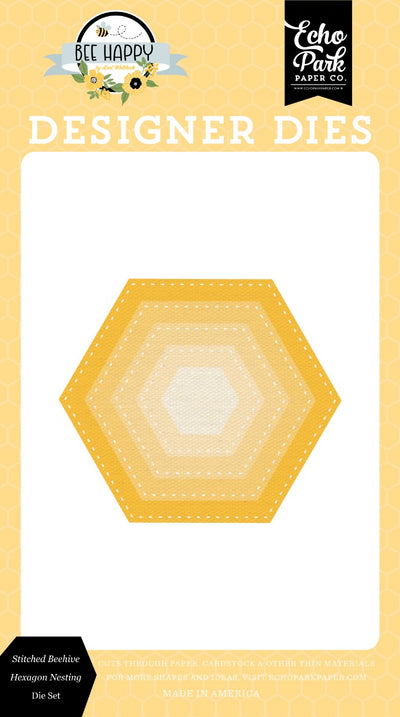 Stitched Beehive Hexagon Nesting Designer Dies - Bee Happy Collection - Echo Park