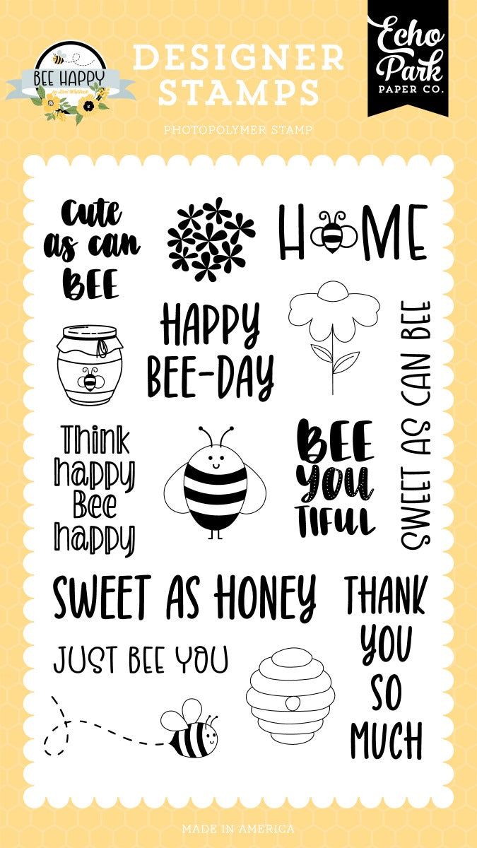 Cute As Can Bee Stamp Set - Bee Happy Collection - Echo Park