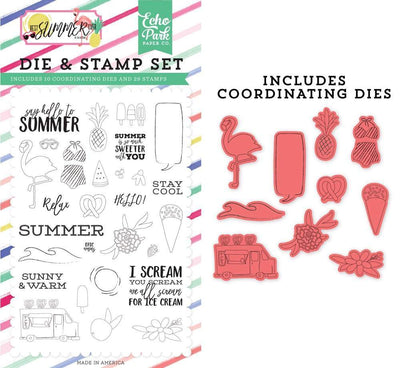 Say Hello To Summer Die & Stamp Set - Best Summer Ever - Echo Park - Clearance