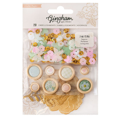 Buttons with Gold Foil Accents  - Gingham Garden Collection - Crate Paper