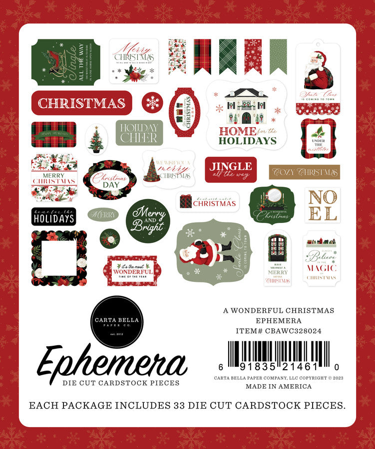 A Wonderful Christmas  Ephemera - Carta Bella