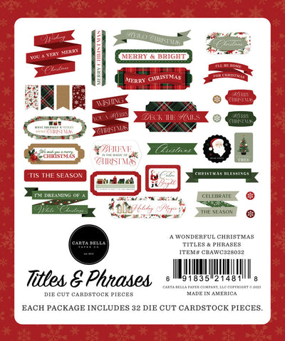 A Wonderful Christmas Titles &  Phrases - Carta Bella