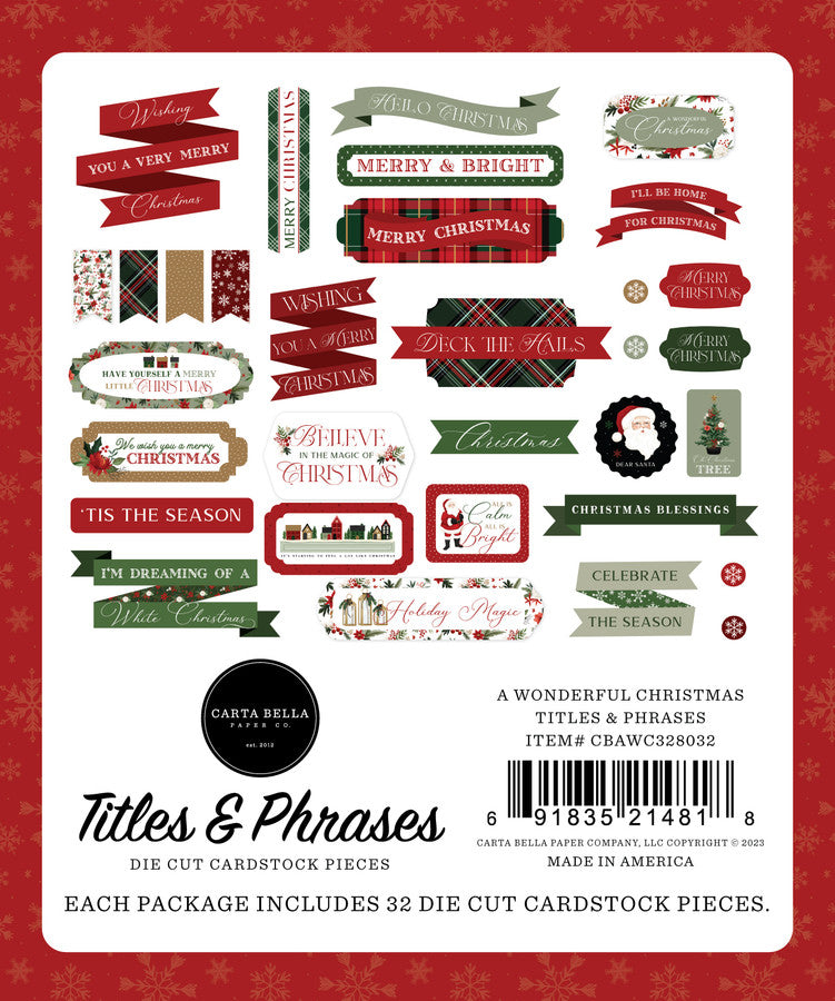 A Wonderful Christmas Titles &  Phrases - Carta Bella