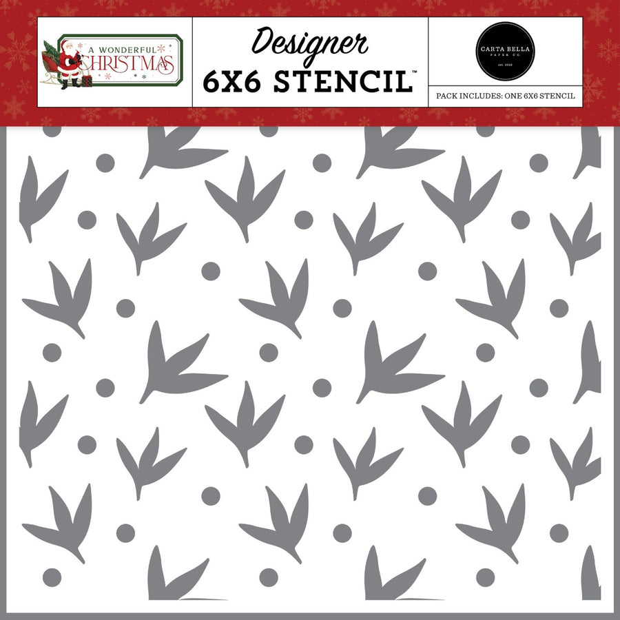 A Wonderful Christmas Seasonal Leaves Stencil - Carta Bella