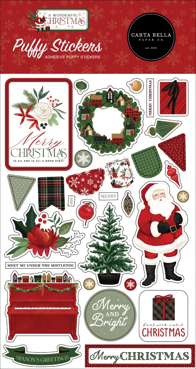 A Wonderful Christmas Puffy Stickers- Carta Bella