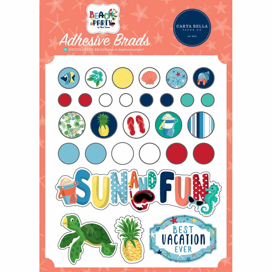 Beach Party Adhesive Brads - Carta Bella