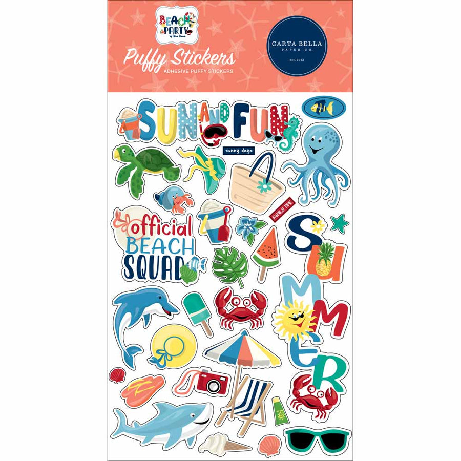 Beach Party Puffy Stickers - Carta Bella