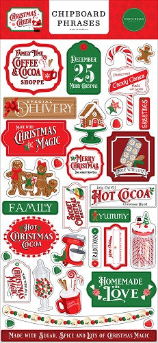 Christmas Cheer Chipboard Phrases - Carta Bella