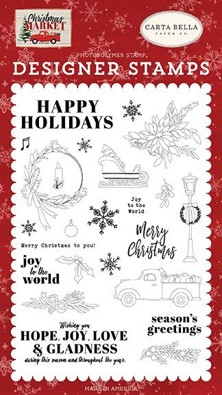 Happy Holidays Stamp Set - Christmas Market - Carta Bella -- Clearance