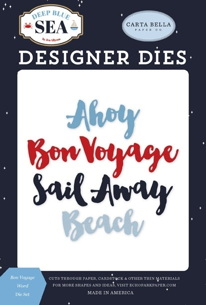 Bon Voyage Word Die Set - Deep Blue Sea - Carta Bella - Clearance