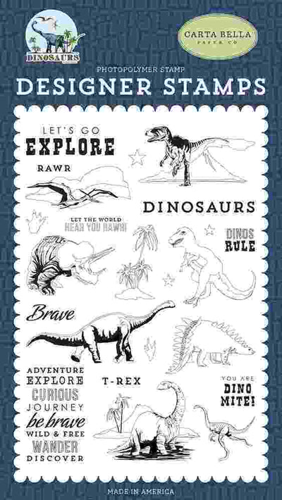 Dinos Rule Stamp Set - Dinosaurs - Carta Bella - Clearance