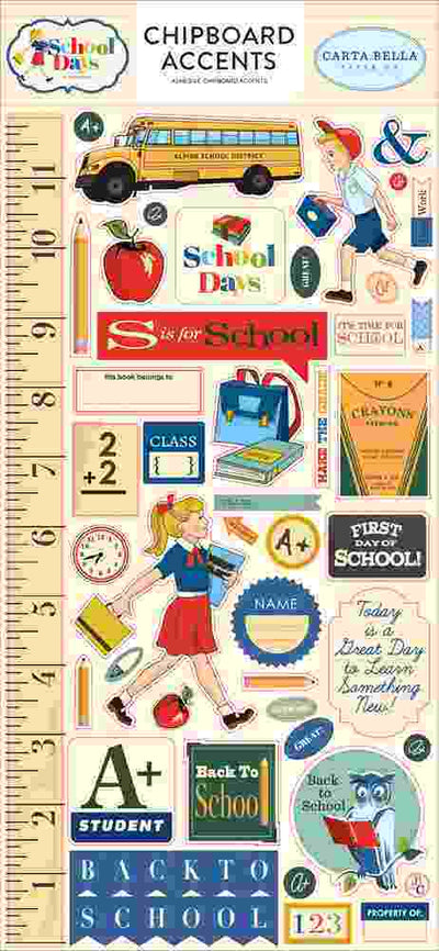 School Days 6" x 13" Chipboard Accents - Carta Bella*