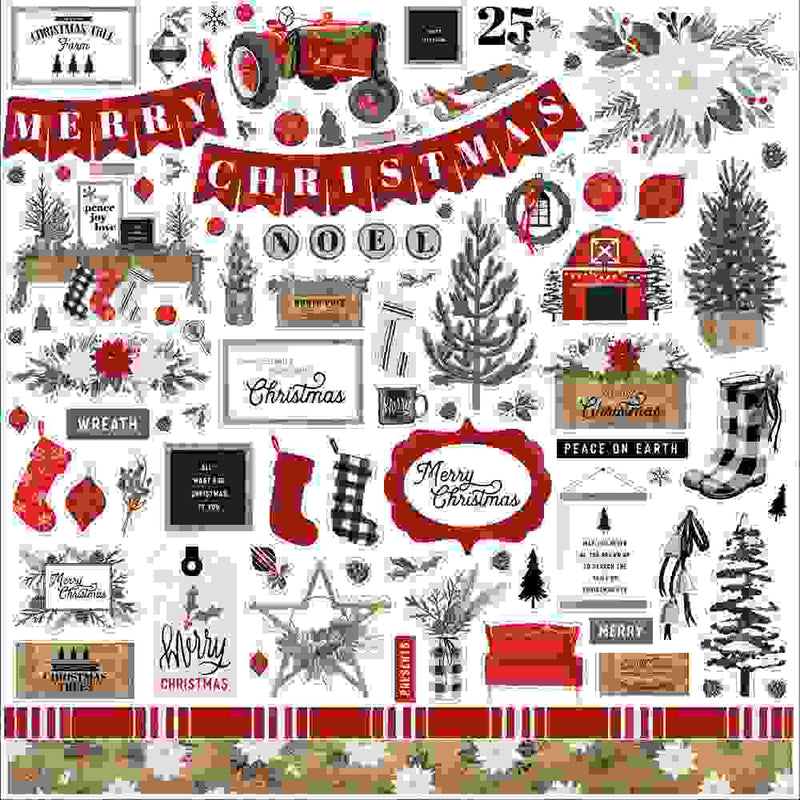 Farmhouse Christmas Element Stickers - Carta Bella