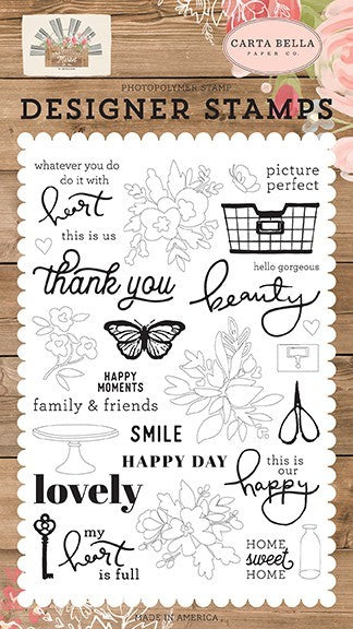 Happy Moments Stamps-Farmhouse Market-Jen Allyson-Carta Bella