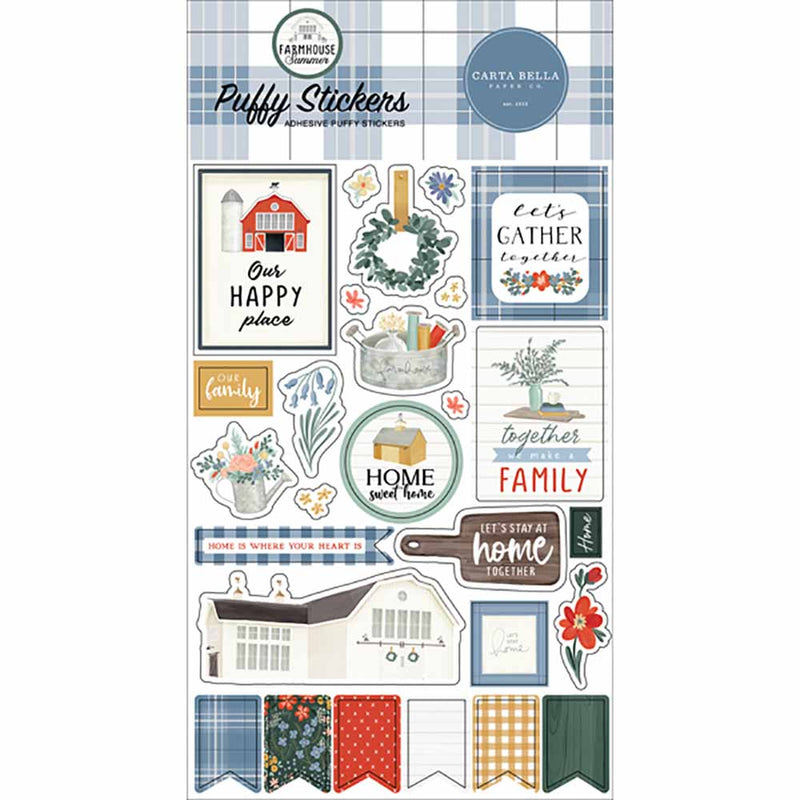 Farmhouse Summer Puffy Stickers - Carta Bella - Clearance