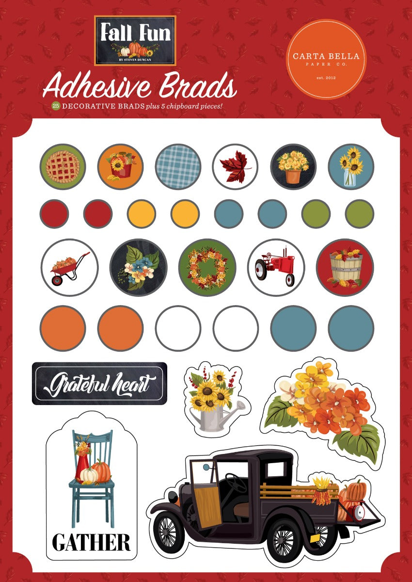 Fall Fun Adhesive Brads - Carta Bella